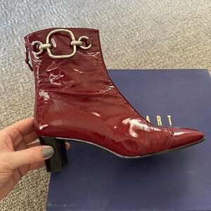 Gorgeous red patent leather Stuart Weitzman boots